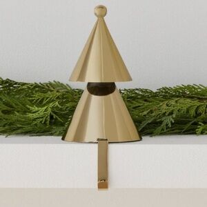 West Elm metal gold-tone Christmas tree stocking hanger